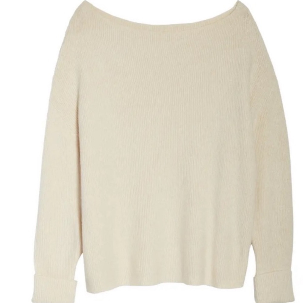 Treasure & Bond Plus Size 3X Off the Shoulder Pullover Sweater Ivory - Picture 4 of 5